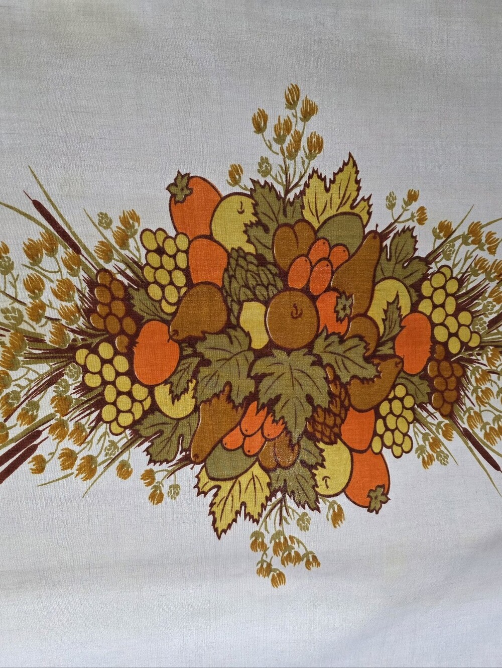 Vintage Autumn Leaves Thanksgiving Print Cotton Tablecloth Rectangle 52"x62"